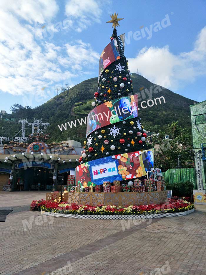 P4戶外LED柔性屏聖誕樹應用於香港海洋公園