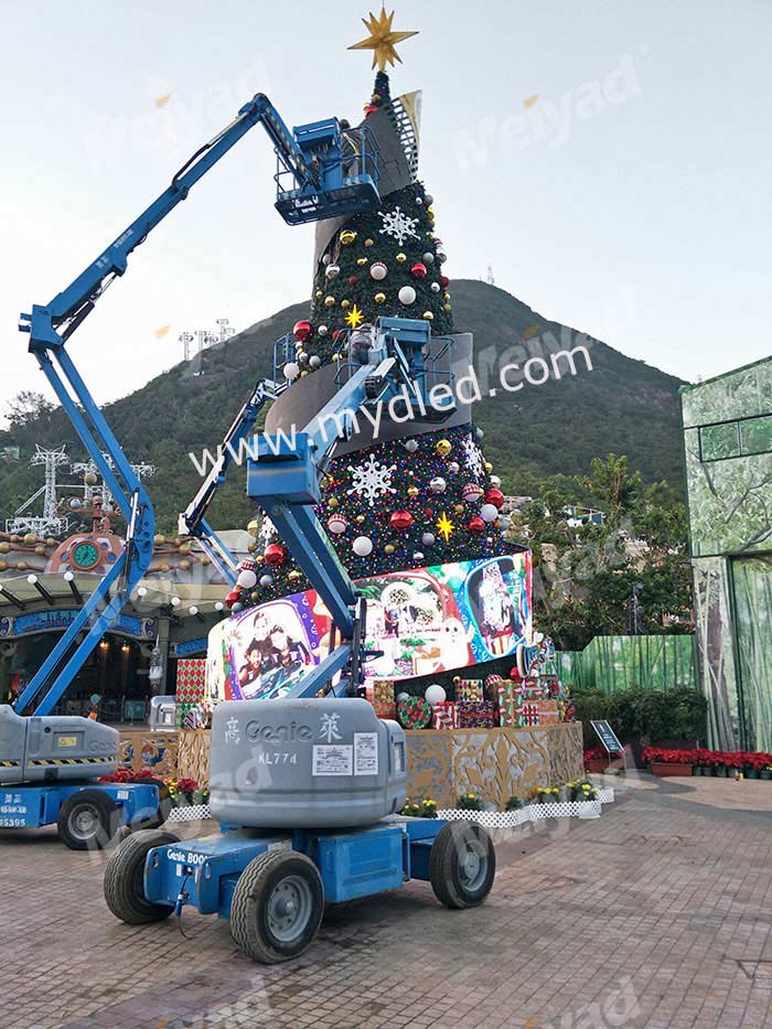 P4戶外LED柔性屏聖誕樹應用於香港海洋公園